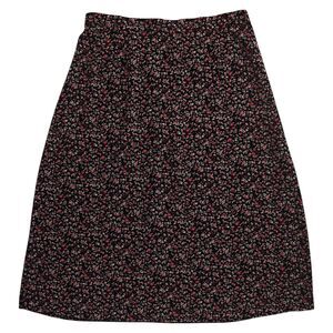 Vintage 90s Midi Skirt XL Ditsy Floral Black Red Grunge Goth Whimsigoth 1X Long